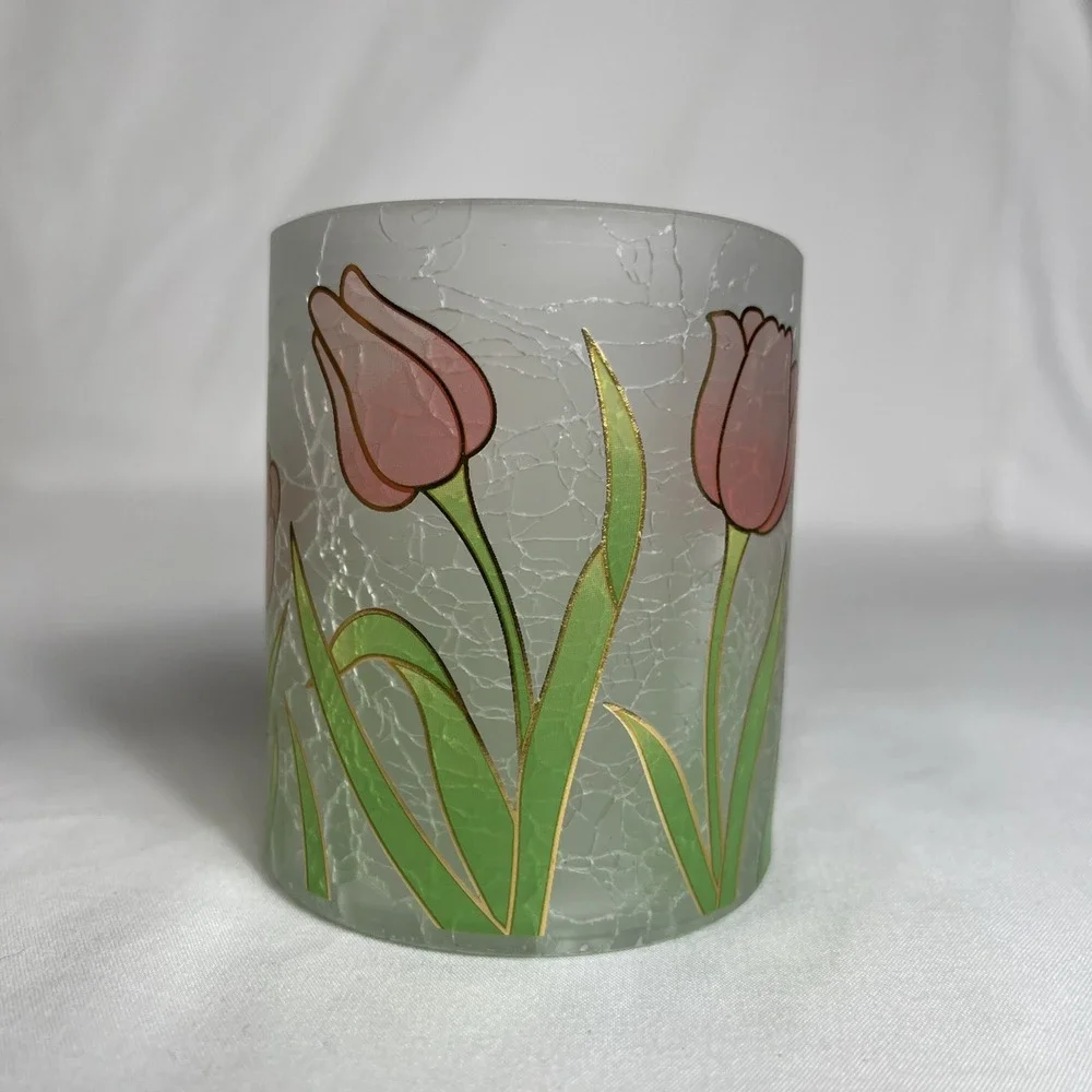 Yankee Candle Frosted Crackle Votive Tea Light Holder V/H TL/H spring Tulips New